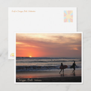 Sunset Surf Beach Bali Indonesia Postcard