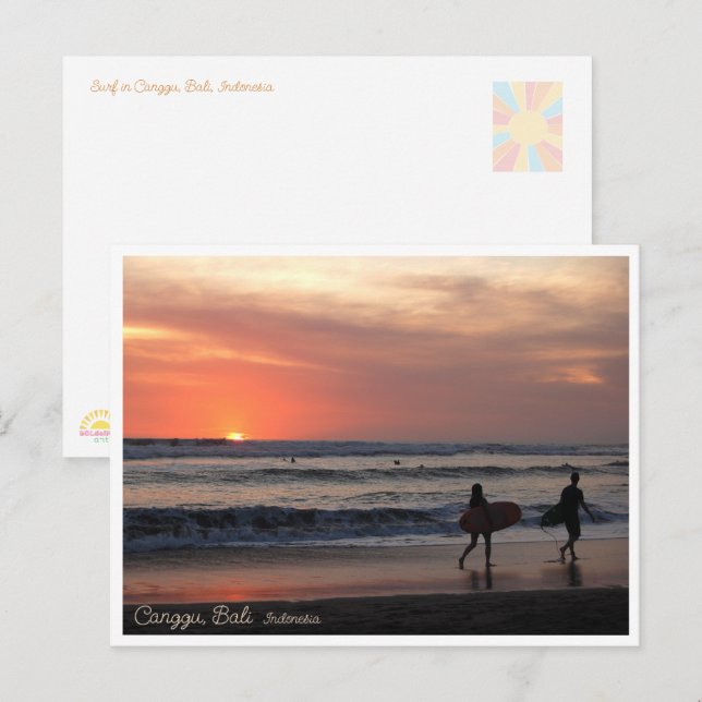 Sunset Surf Beach Bali Indonesia Postcard (Front/Back)