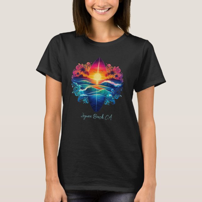 Sunset Surfboard Curls T-Shirt (Front)