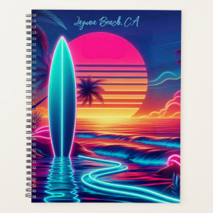 Sunset Surfboard Neon Lights- Planner