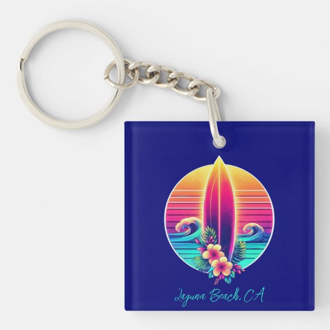 Sunset Surfboard Paradise- Keychain (Front)