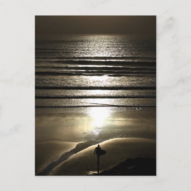 Sunset Surfer at Polzeath Postcard (Front)
