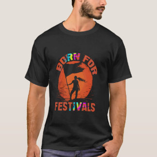 Sunset Surfer Born For Festivals Unique Image T-Shirt