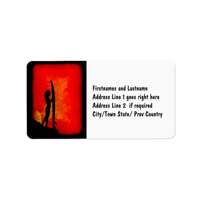 Sunset Surfer Girl Label (Front)