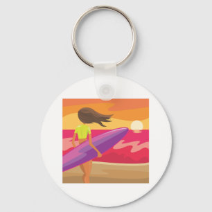 Sunset surfer keychain