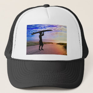 Sunset Surfer Sand & Clouds Trucker Hat