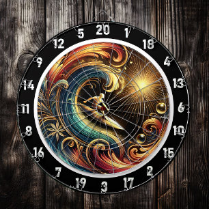 Sunset Surfer Wave Tropical Wall Art Dartboard