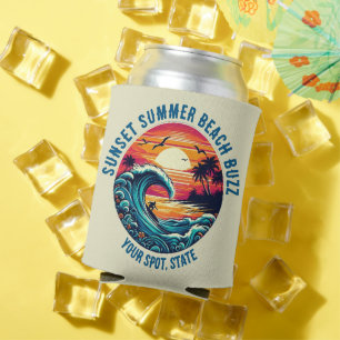 Sunset Surfing Beach Buzz- Can Cooler