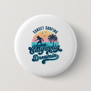 Sunset Surfing California Dreamin Usa Surfer 2 Inch Round Button