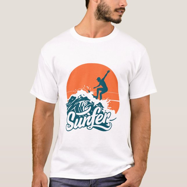 Sunset Surfing Vibes T-Shirt – Retro Beach Wave Su (Devant)