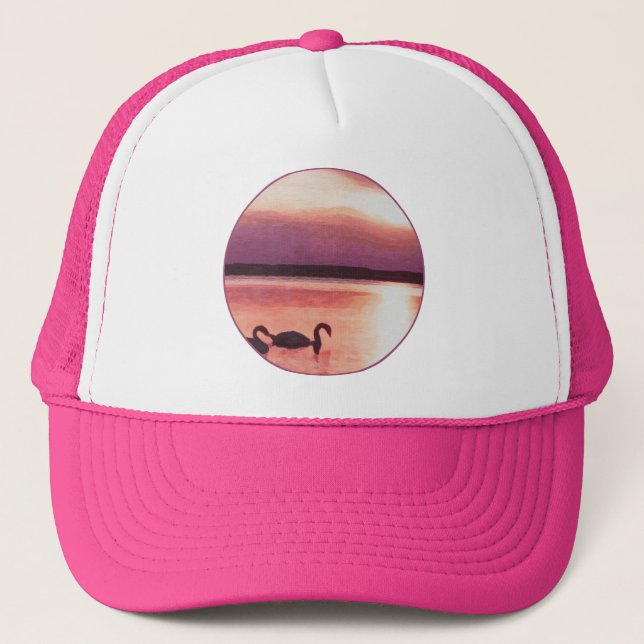 Sunset Swans Trucker Hat (Front)