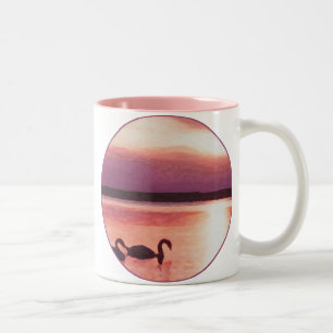 Sunset Swans Two-Tone Coffee Mug