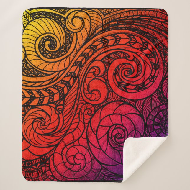Sunset Swirl Cozy  Sherpa Blanket (Front)