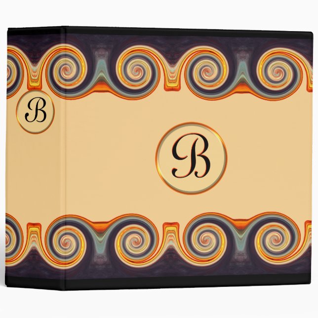 Sunset Swirl Monogram 2 inch Binder (Front/Spine)