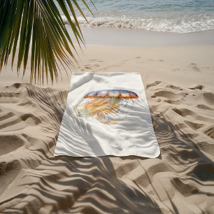 Sunset Tentacles: Coastal Watercolor Art  Bath Towel