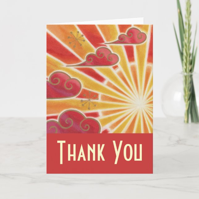 Sunset 'Thank You' card red (Front)