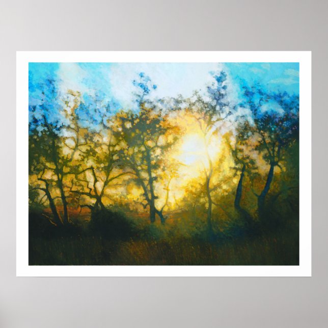 Sunset through Central Coast Oaks Poster (Front)
