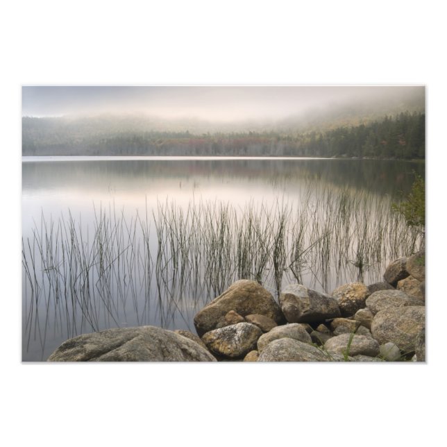 Sunset through fog over Upper Hadlock Pond Photo Print (Front)