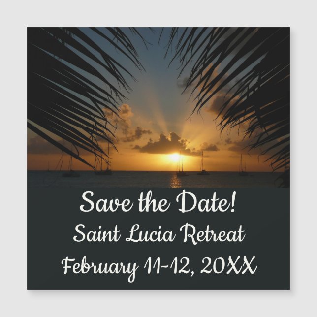 Sunset Through Palm Fronds Save the Date (Front)