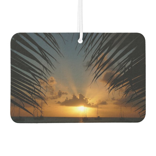 Sunset Through Palm Fronds Tropical Seascape Air Freshener (Front)