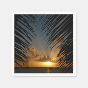 Sunset Through Palm Fronds Tropical Seascape Napkin