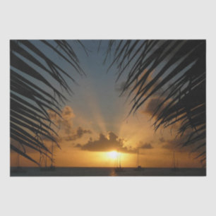 Sunset Through Palm Fronds Tropical Seascape Tissue Paper