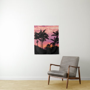 Sunset through Palm Trees Tapestry