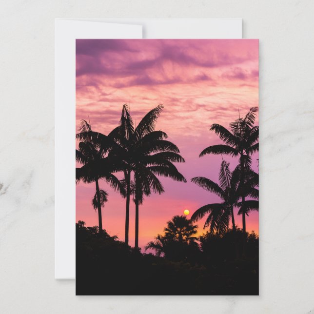 Sunset through Palm Trees Thank You Card (Front)