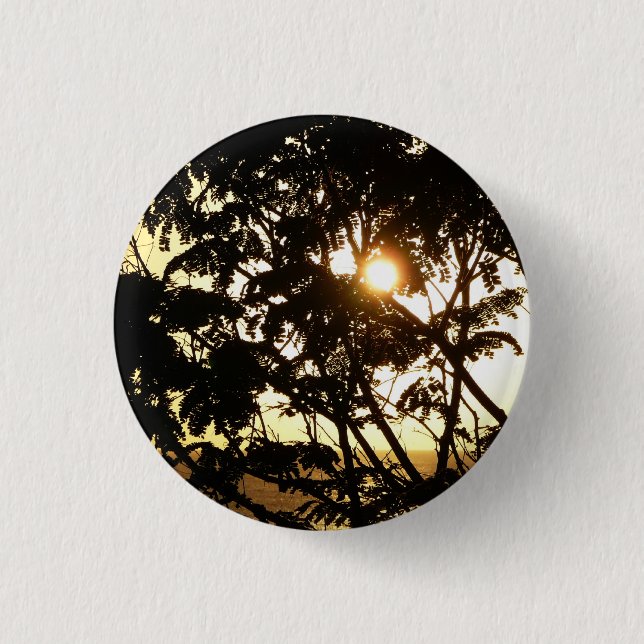 Sunset Through Trees I Tropical Photography 1 Inch Round Button (Front)