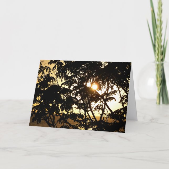 Sunset Through Trees I Tropical Photography Card (Front)