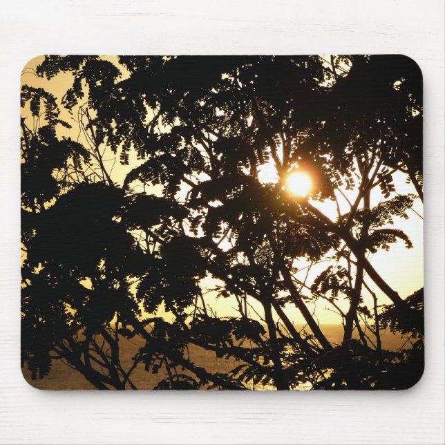 Sunset Through Trees I Tropical Photography Mouse Pad (Front)