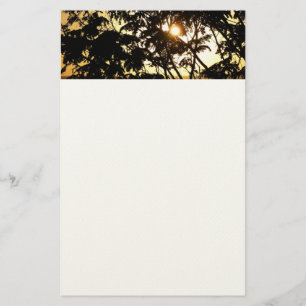 Sunset Through Trees I Tropical Photography Stationery