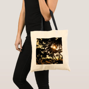 Sunset Through Trees I Tropical Photography Tote Bag