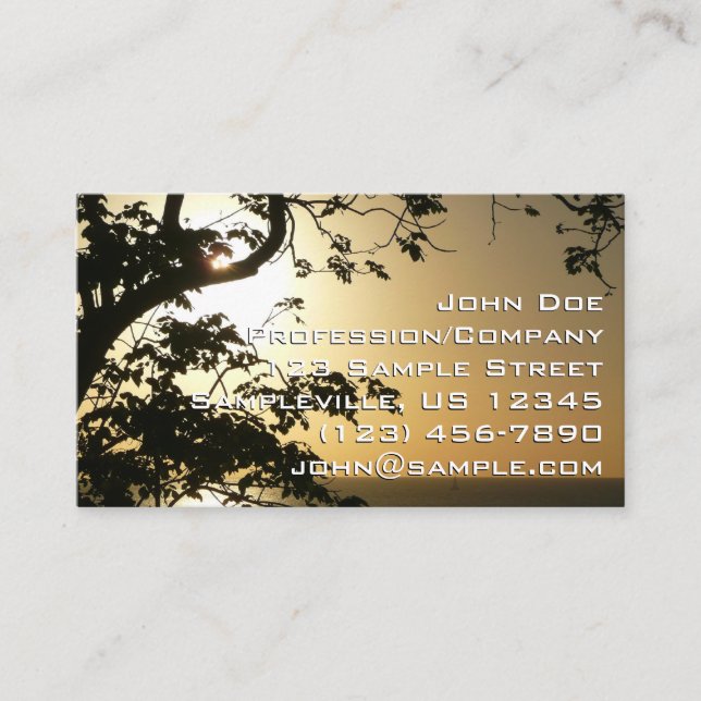 Sunset Through Trees II Tropical Photography Business Card (Front)
