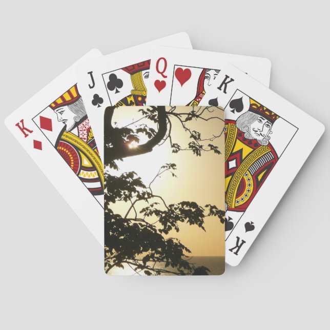Sunset Through Trees II Tropical Photography Playing Cards (Back)
