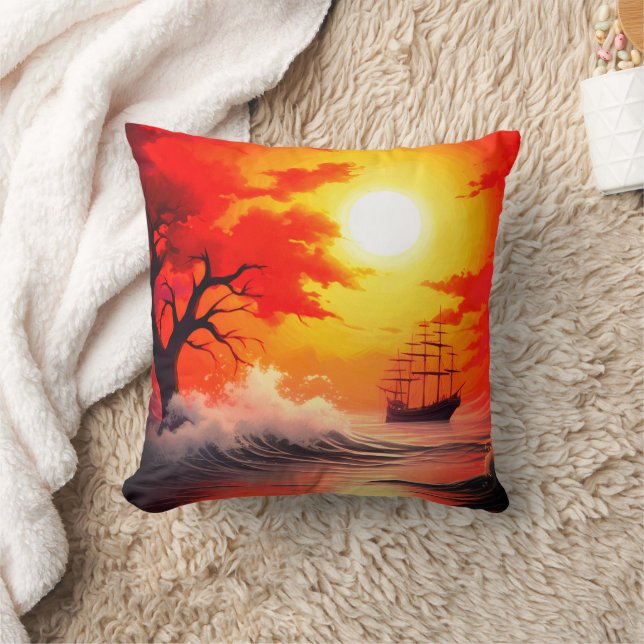 Sunset Throw Pillow (Blanket)