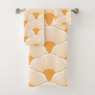 Sunset, tonal orange, concrete texture bath towel set