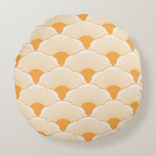 Sunset, tonal orange, concrete texture round pillow