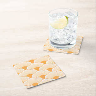 Sunset, tonal orange, concrete texture square paper coaster