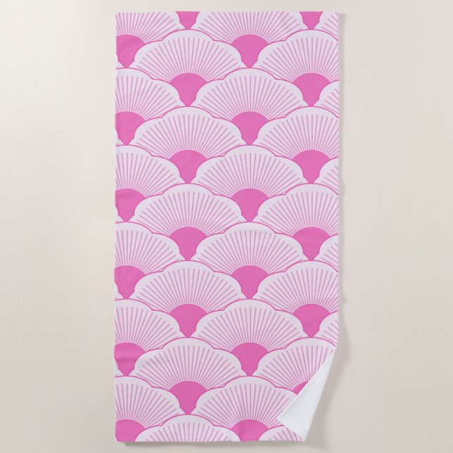 Sunset, tonal pink, concrete texture beach towel (Front)