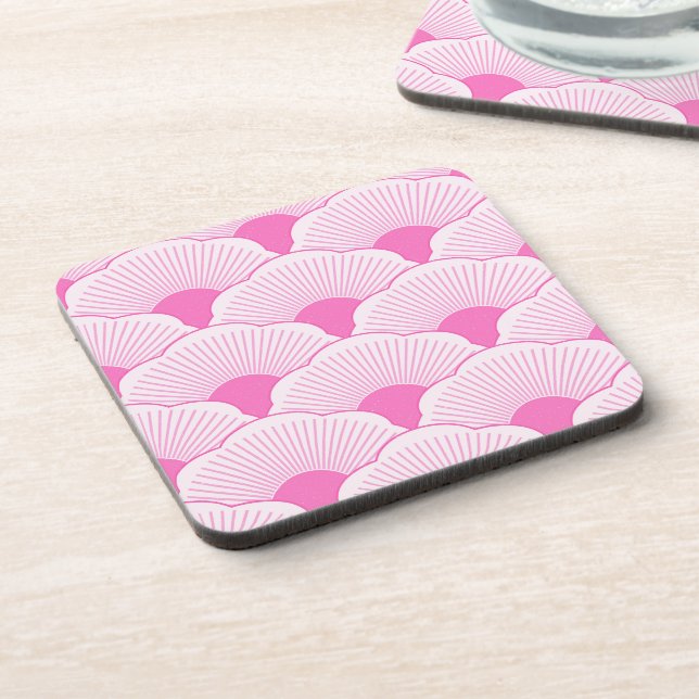 Sunset, tonal pink, concrete texture coaster (Left Side)