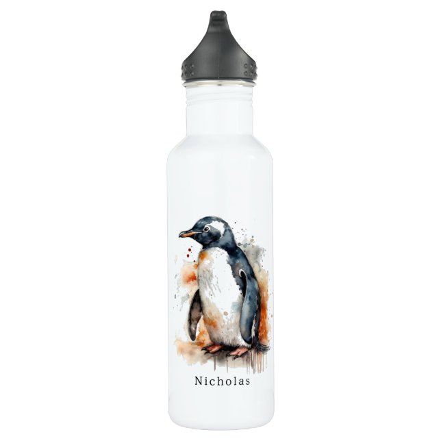  Sunset Tones Watercolor Penguin, custom  710 Ml Water Bottle (Right)
