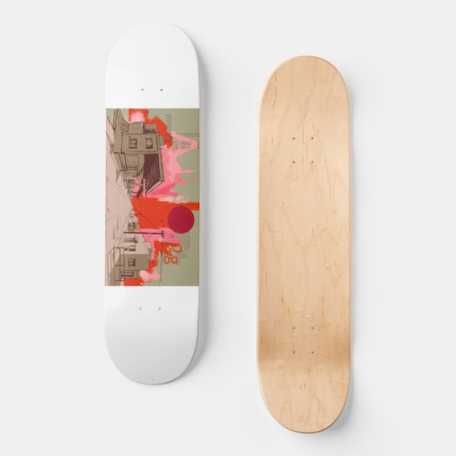 Sunset town skateboard deck (Front)