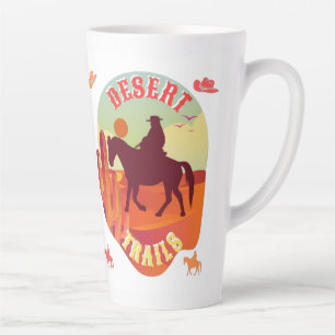 Sunset Trails , Cowboy & Cactus Desert Journey . Latte Mug