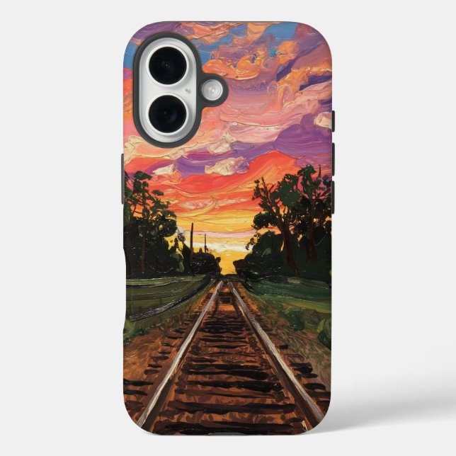 sunset train track Case-Mate iPhone case (Back)