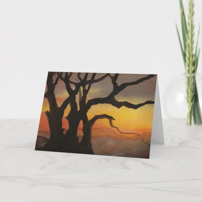 "Sunset Tree #5" Country Roads Greeting Card (Front)