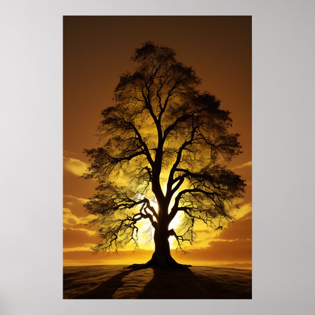 Sunset Tree Silhouettes Poster (Front)