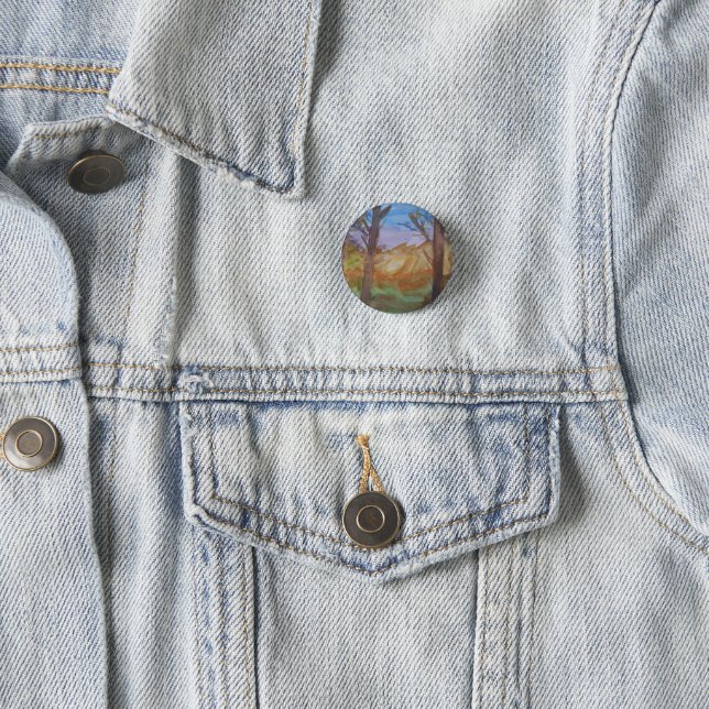 Sunset Trees 1 Inch Round Button (In Situ)