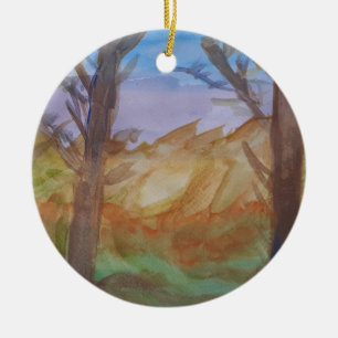 Sunset Trees Ceramic Ornament