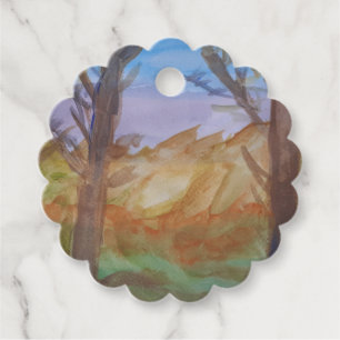 Sunset Trees Favour Tags